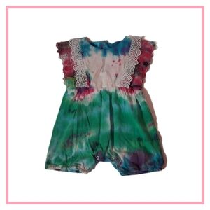 Pureborn Baby Tye-Dye Lace Trimmed Romper